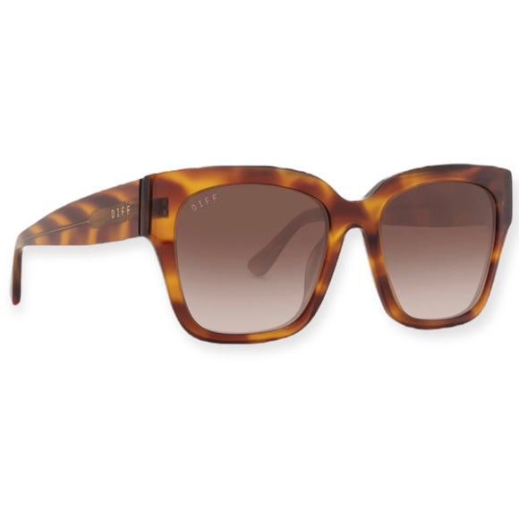DIFF Bella II Sunglasses Andes Tortoise Frame Brown Gradient Lens Chunky Square - Picture 3 of 10